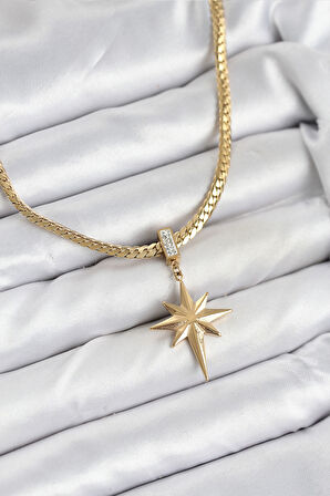 Zincir Gold Renk Kutup Yıldızı Model Kadın Kolye - EBJ251025W38315