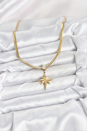 Zincir Gold Renk Kutup Yıldızı Model Kadın Kolye - EBJ251025W38315