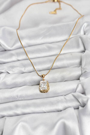 Zincir Gold Renk Zirkon Taşlı Kadın Kolye - EBJ251115W38363