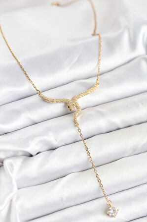 Zincir Gold Renk Yılan Model Y Kolye - EBJ251115W38398