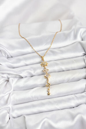 Zincir Gold Renk Güneş ve Enerji Model Kadın Y Kolye - EBJ251115W38402