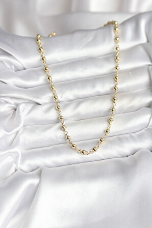 14K Gold Renk Kaplama Topçuklu Zincir Model CM Kadın Kolye - EBJ251201W38694