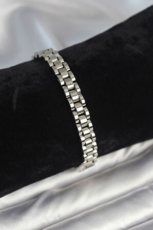 Gümüş Renk 7 mm Kalınlık Erkek Bileklik - EBJ251201W38552