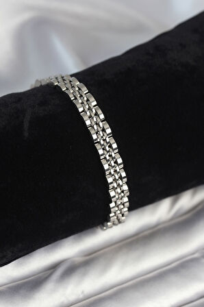 7 mm Kalınlıkta Gümüş Renkli Erkek Bileklik - EBJ251201W38555