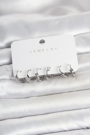 Pirinç Gümüş Renk Botega Model Kadın Küpe Seti - EBJ260509W42114