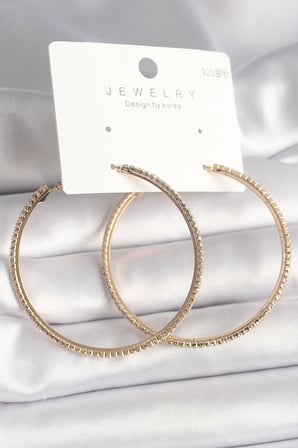 Pirinç Gold Renk Zirkon Taşlı Halka Model Kadın Küpe - EBJ260616W42645