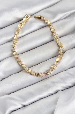 CM Yıldız Model Zirkon Taşlı VIP Seri Gold Renk Pirinç Kadın Bileklik - EBJ260701W44151