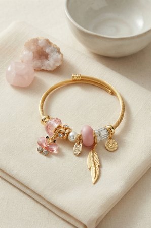 Pembe Kelebek Model Charmlı Bileklik - EBJ260725W44527