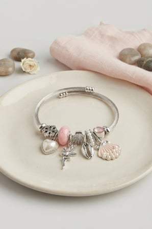 Pembe Deniz Kabuğu Kalp ve Tinker Bell Charmlı Bileklik - EBJ260725W44560