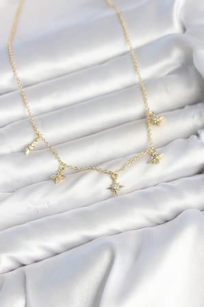 Pirinç Gold Renk Sıralı Minimal Kutup Yıldızı Model Kadın Kolye - EBJ260725W44321