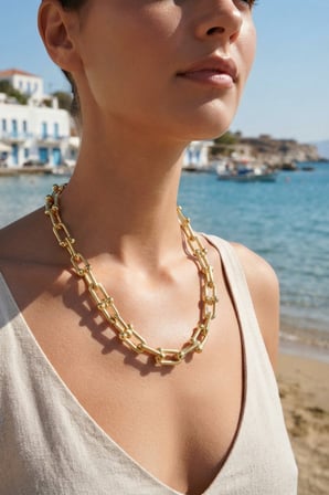 Gold Renk Pirinç Tifani Model Kadın Kolye - EBJ260725W44377