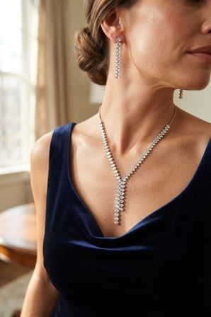 Arpa Zirkon Taşlı Su Yolu Kolye ve Küpe Set - EBJ260725W44380