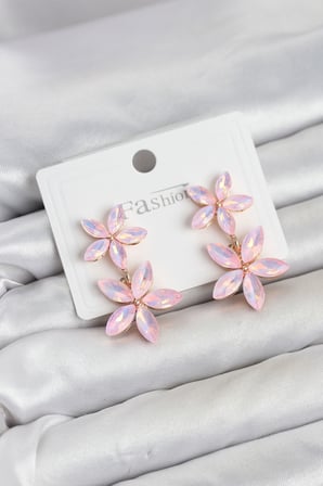 Pembe Kristal Çiçek Küpe - EBJ260725W44242