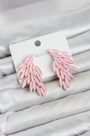 Pembe Renk Kristal Taşlı Kanat Küpe - EBJ260725W44246