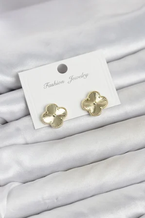 Gold Renk Pirinç Yonca Model Kadın Küpe - EBJ260725W44273