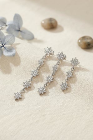 3 lü Set Küpe Gümüş Renk Kutup Yıldızı Detaylı - EBJ260725W44388