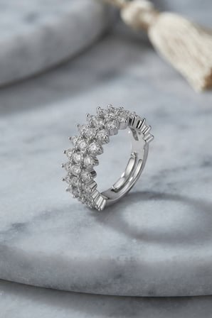 Gümüş Renk Sıralı Zirkon Taşlı Kadın Yüzük - EBJ260725W44354