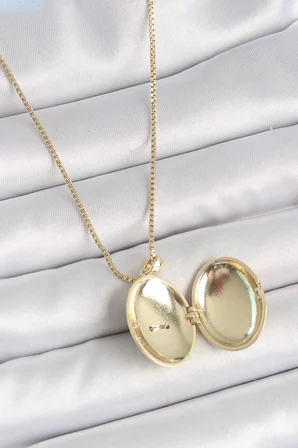 Gold Renk Zincir Zirkon Taşlı Anka Kuşu İşlemeli Açılır Model Kadın Kolye - EBJ260822W46283
