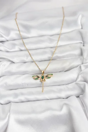 Zincir Gold Renk Yusufçuk Model Zirkon Taşlı Kadın Kolye - EBJ260822W45934