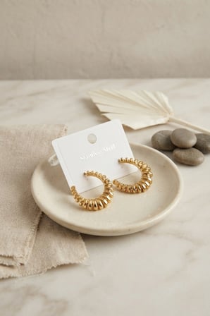 Gold Renk Tırtıklı Halka Model Küpe - EBJ260822W46223