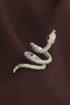 Ayarlanabilir Silver Renk Zirkon Taşlı Yılan Yüzük - EBJ260926W46996