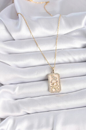 Gold Renk Zincir Oğlak Burcu Zirkon Taşlı Kadın Kolye - EBJ261410W29152