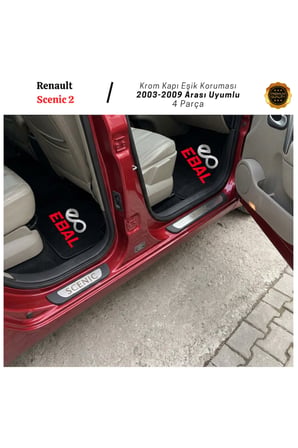 Renault Scenic 2 Krom Kapı Eşik Koruması 2003-2009 4 Parça