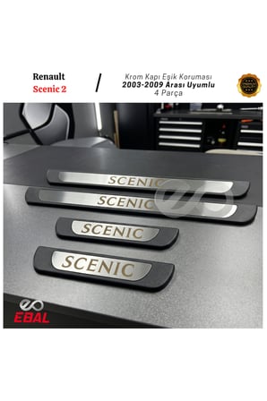 Renault Scenic 2 Krom Kapı Eşik Koruması 2003-2009 4 Parça