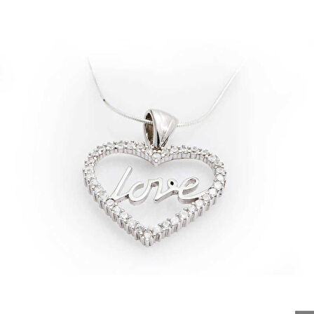 Ebuz Gümüş Taşlı Love Kadın Kolye
