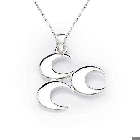 Ebuz Gümüş Üç Hilal Kolye