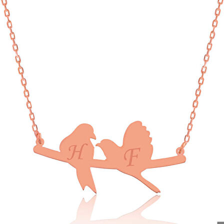 Ebuz Gümüş Rose Kişiye Özel Sevgi Kuşları İsimli Kolye