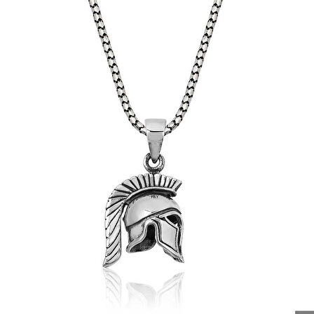 Ebuz ​Gümüş Şovalye Miğfer Kolye