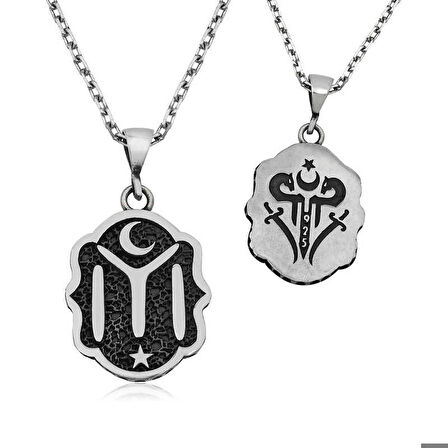 Ebuz ​Gümüş Kayı Boyu Armalı Kolye