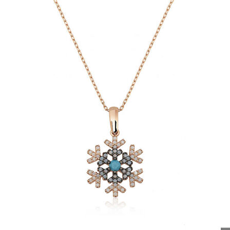 Ebuz Gümüş Rose Kar Tanesi Kadın Kolye