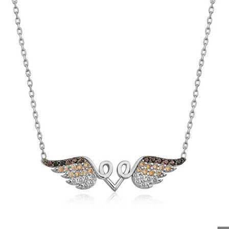 Ebuz Gümüş Kanatlı Kalp Kolye