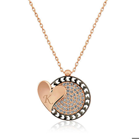 Ebuz ​Gümüş Rose Kalbe Giden Kalp Kolye