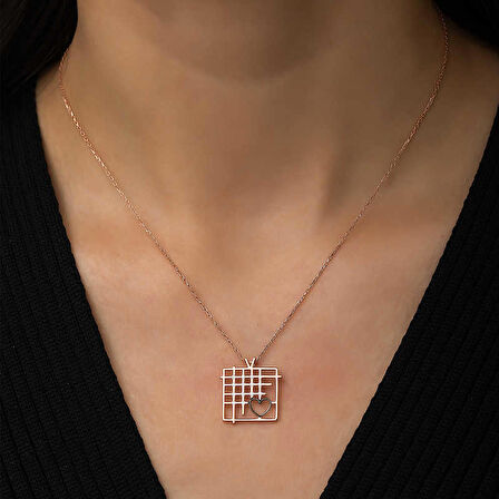 Ebuz Gümüş Rose Parmaklıklar Arasındaki Aşk Kolye