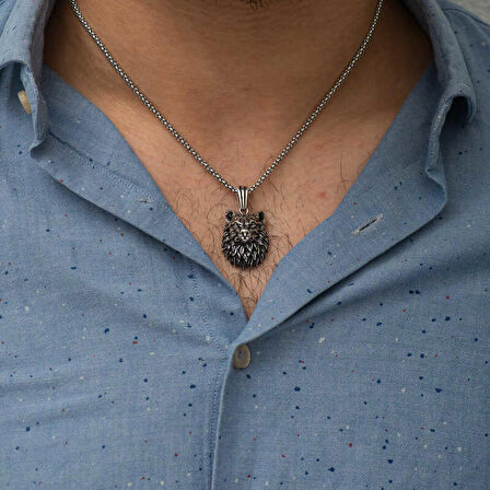 Ebuz ​Gümüş Kurt Kafası Kolye