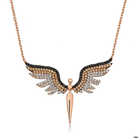 Ebuz ​Gümüş Rose Mikail Meleği Kadın Kolye