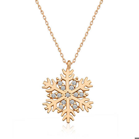 Ebuz Gümüş Rose Kar Tanesi Kadın Kolye