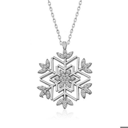 Ebuz Gümüş Kar Tanesi Kolye