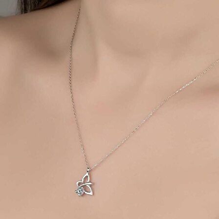 Ebuz Swarovski Taşlı Gümüş Yusufcuk Bayan Kolye