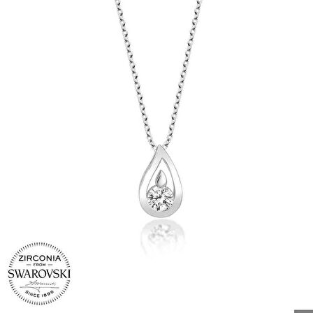 Ebuz Swarovski Taşlı Gümüş Damla Kadın Kolye