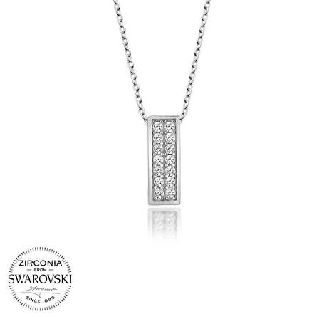 Ebuz Swarovski Taşlı Gümüş Sırataş Bayan Kolye