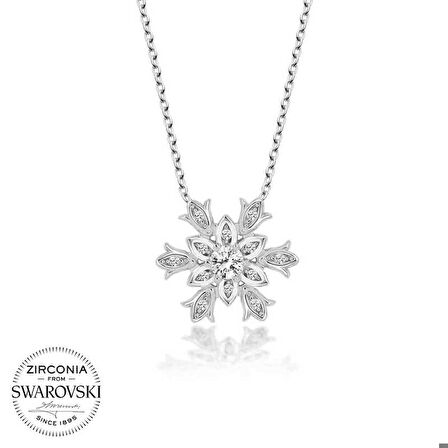Ebuz Swarovski Taşlı Gümüş Kartanesi Bayan Kolye