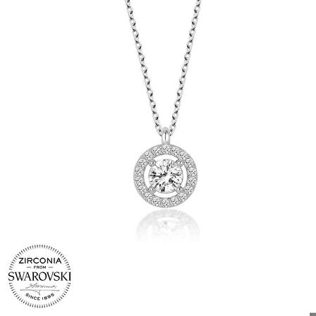 Ebuz Swarovski Taşlı Gümüş Tektaş Bayan Kolye