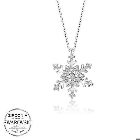 Ebuz Swarovski Taşlı Gümüş Kartanesi Bayan Kolye