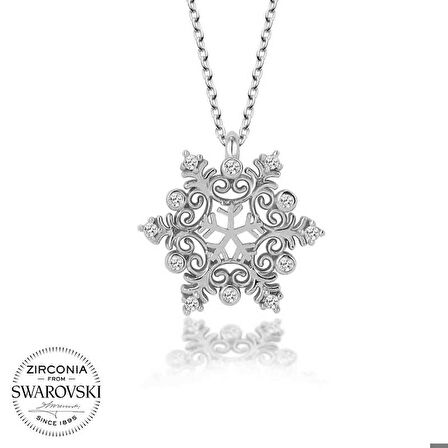 Ebuz Swarovski Taşlı Gümüş Kartanesi Bayan Kolye