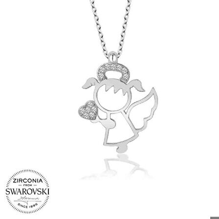 Ebuz Swarovski Taşlı Gümüş Su Perisi Kadın Kolye