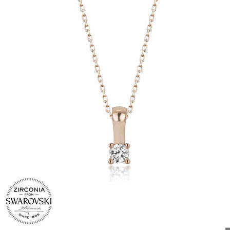 Ebuz Swarovski Taşlı Gümüş Tektaş Bayan Kolye